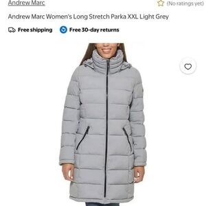 Andrew Marc Women's Long Stretch Parka XL Light Grey